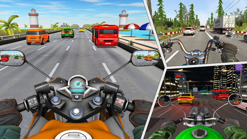 Highway Bike Racing Offline Game: 3D Racing Game screenshot 1