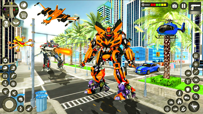 Flying Muscle Robot Car Game featured gameplay