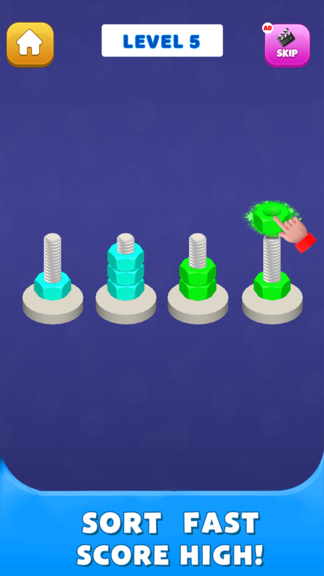 Nut Shorting Puzzle Game: Color Match screenshot 4